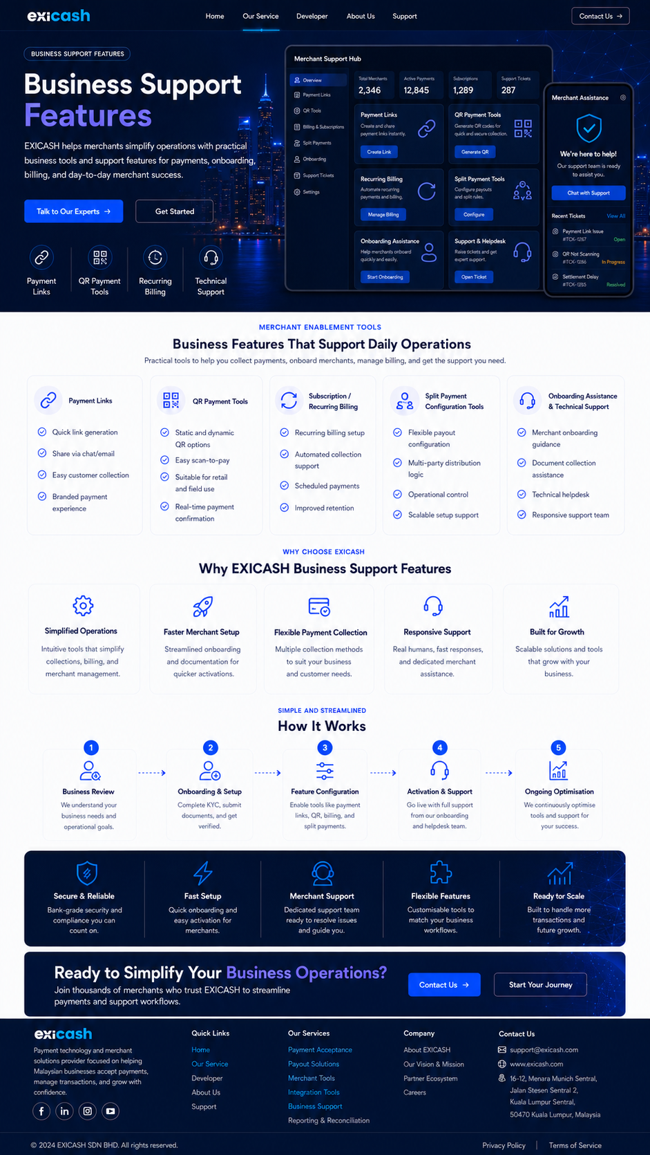 Business Support Features visual reference